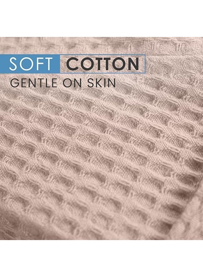 Beauenty Cotton Bathrobe Free Size Spa Robe Lightweight Hotel Bathrobe Quick Dry Unisex Waffle Weave with Belt & Pockets Home, Spa, Sauna, Gift Use - Image 4